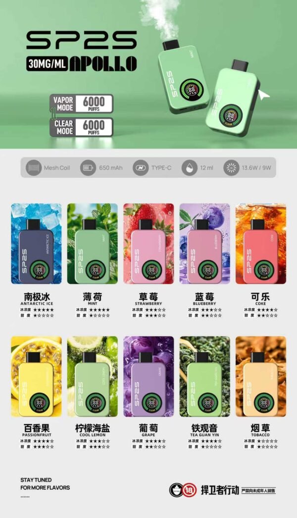 微信图片_20260311182110_472_9 SP2S Apollo 12000口拋棄式電子煙| 有煙/無煙雙模式可調 新品上市